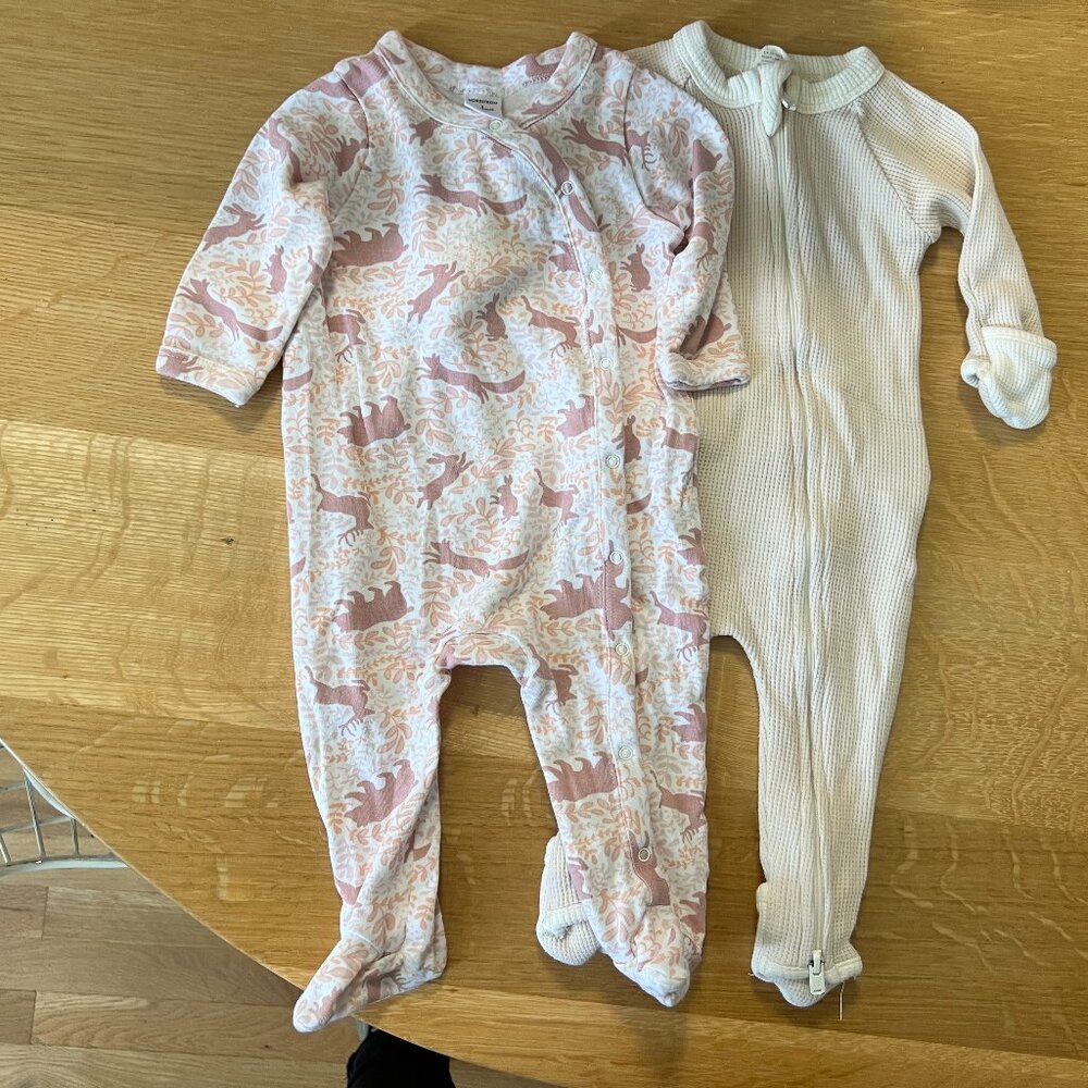 Goumi Nordstroms Infant Set of 2 BodySuit Pajamas Footie Sz 0-3 Months